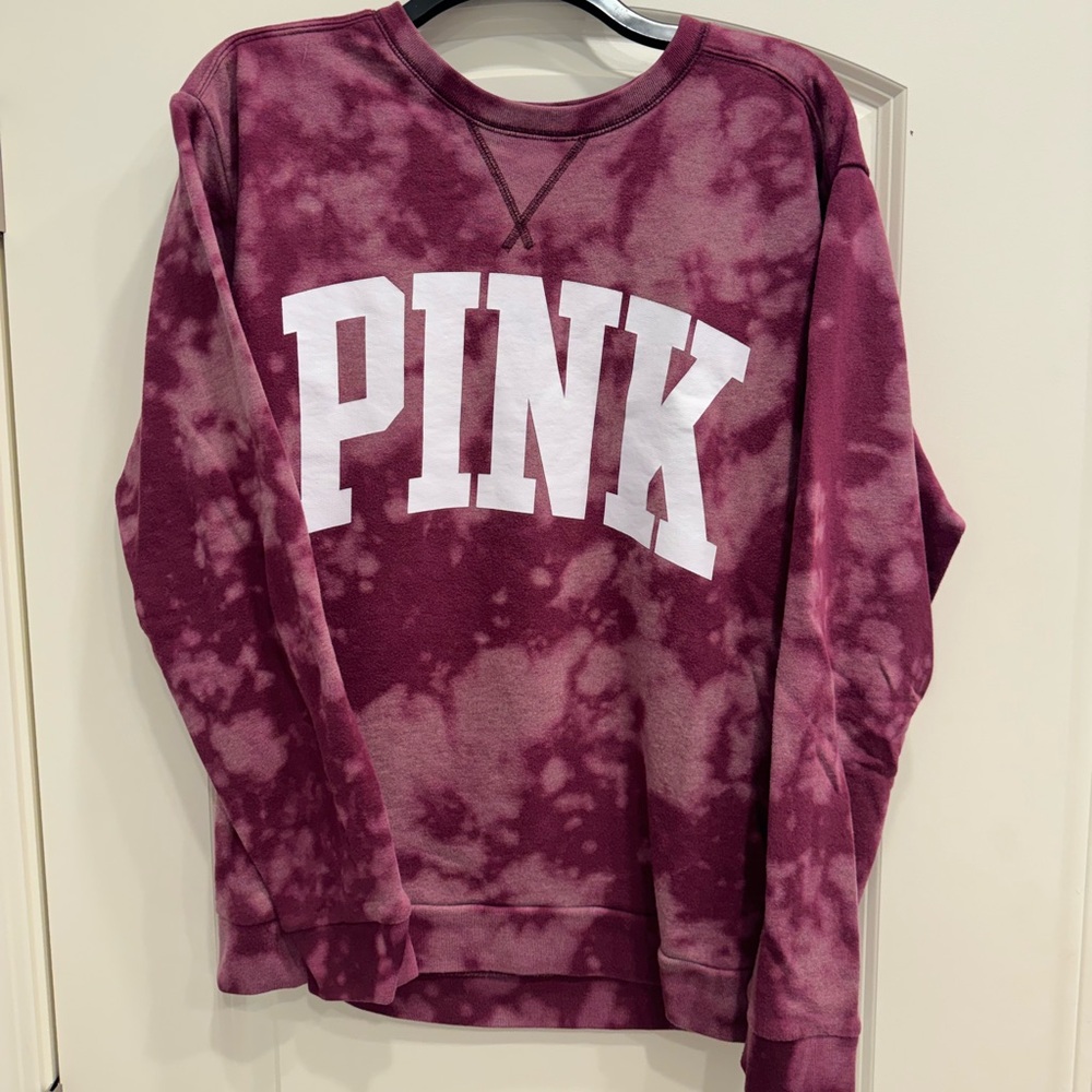 Victoria's Secret PINK Womens M Pullover Sweatshirt/Crew Neck Pink Tie-Dye
